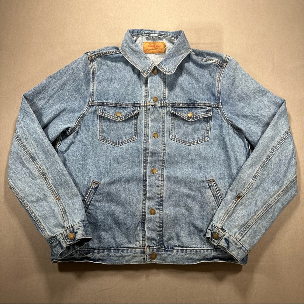 Mango Man Classic Denim Trucker Jacket; Medium Wash - Men XL